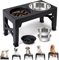 Elevated Dog Bowls with 5 Adjustable Heights Stand – Essentials for Dogs - Black