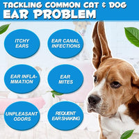 Dog Cat Ear Infection Treatment Drops, Pets Ear Cleaning Drops with 1% Hydrocortisone for Dog & Cats Yeast Infection, Itchy Ear Relief, Pet Ear Care Supplies for Dogs & Cats -2fl oz(2PCS)