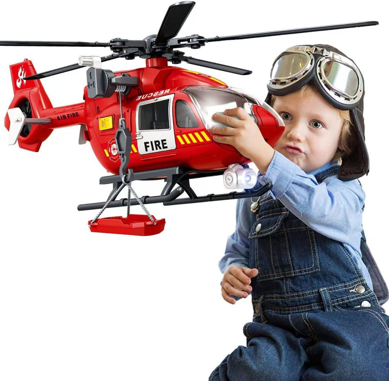 CSDCSD large helicopter toy with crane and cargo basket, lights and sounds