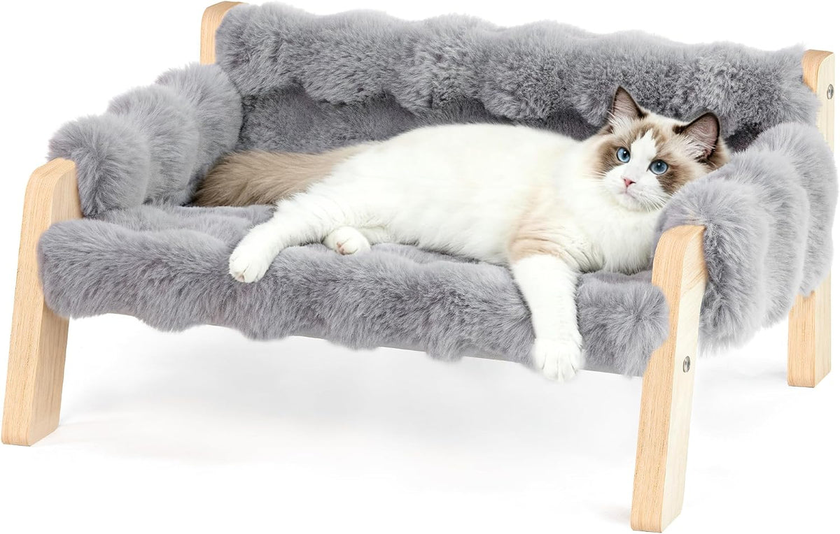 Elevated Cat Couch Bed for Indoor Cats - Gray