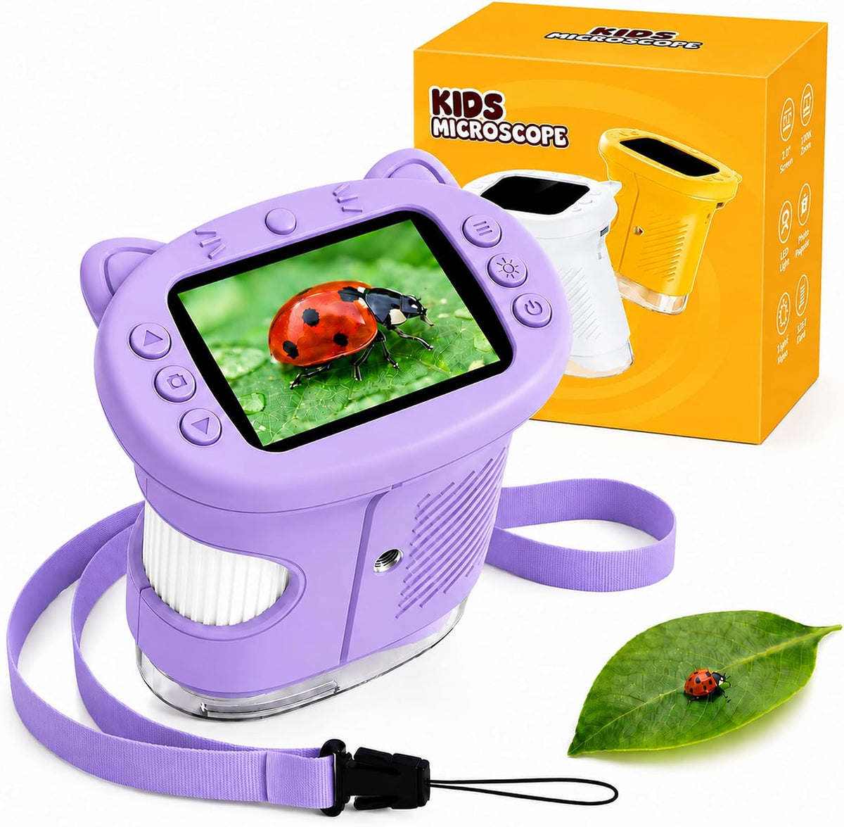 Kids Microscope, 4K 1000X Zoom, 2.4" Screen - Lavendel