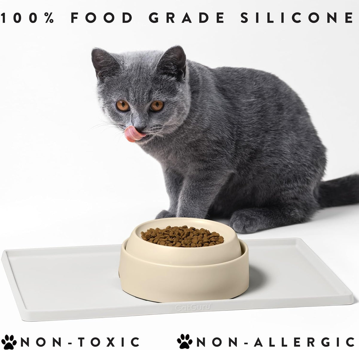 CatGuru Premium Cat Food Mat - 19"L x 11"W / Marshmallow - image 3