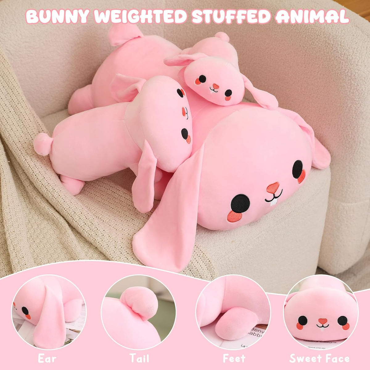 TOYSYM Weighted Stuffed Animals - Bunny / Small - image 4