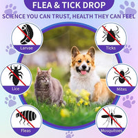 Flea and Tick Prevention Support for Cats and Dogs Natural Flea Treatment Drops with Multivitamin for Pets Oral Natural Supplement Flea and Tick Treatment Drops for All Breeds and Ages