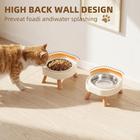 Elevated Cat Bowls, 2P Raised Cat Food and Water Bowl Set for Indoor Cats, Splash Proof with 2 - 2P Cat Bowls - White - image 2