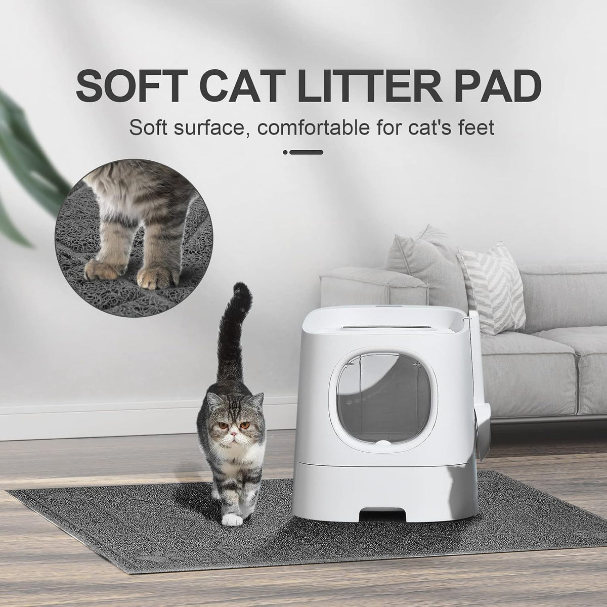 Cat Litter Box Mat, 47" x 35" Large Waterproof Litter Trapping Mat – Daily Care for Cats - Grey / 2X-Large（47" x 35") - image 3