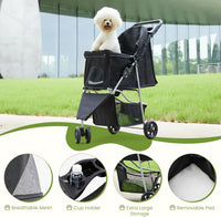 DUMOS 3 Wheels Pet Stroller for Small Dogs and Cats, Foldable – Essentials for Dogs - Black / 29"x18"x 39" - image 4