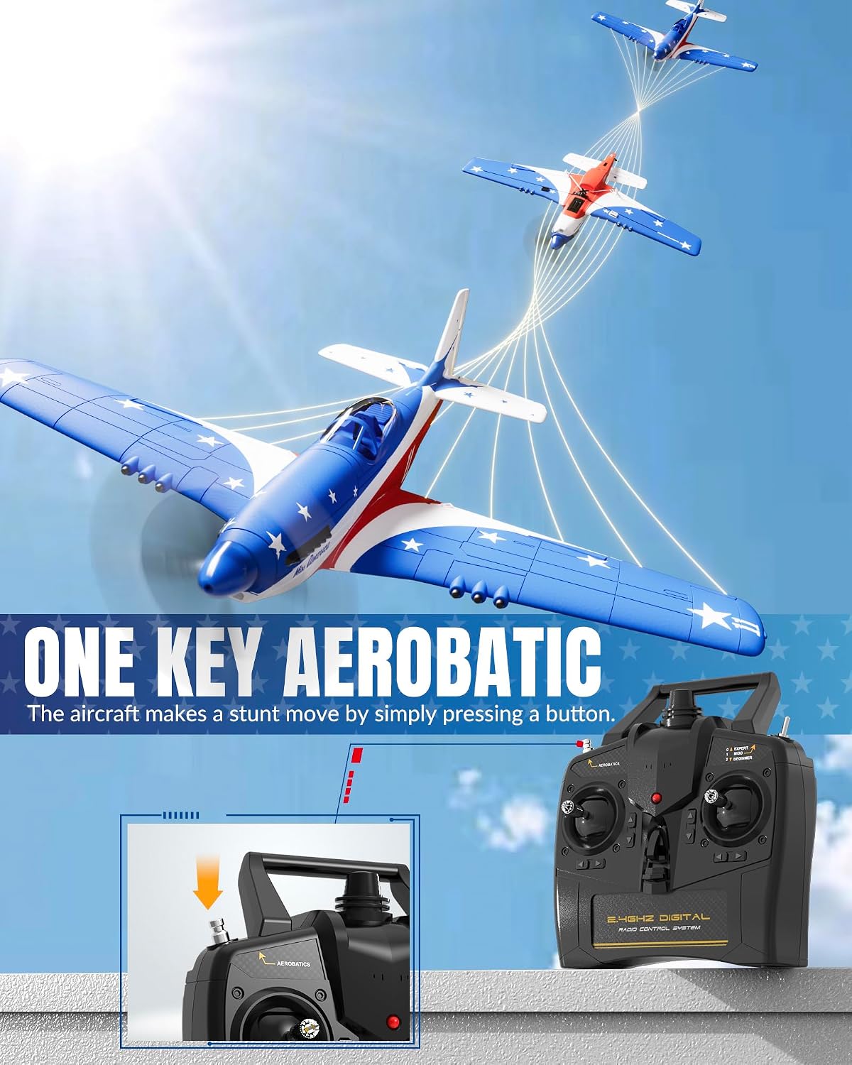 volantexrc RC Plane, 4CH Remote Control Airplane for Beginners & Adults – Fun for Kids & Family - Us Blue - image 4
