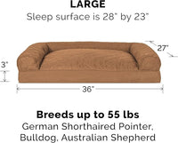 Furhaven Pillow Dog Bed for Large/Medium Dogs w/ Removable Bolsters & Washable Cover - Quilted Sofa - Toasted Brown, Large