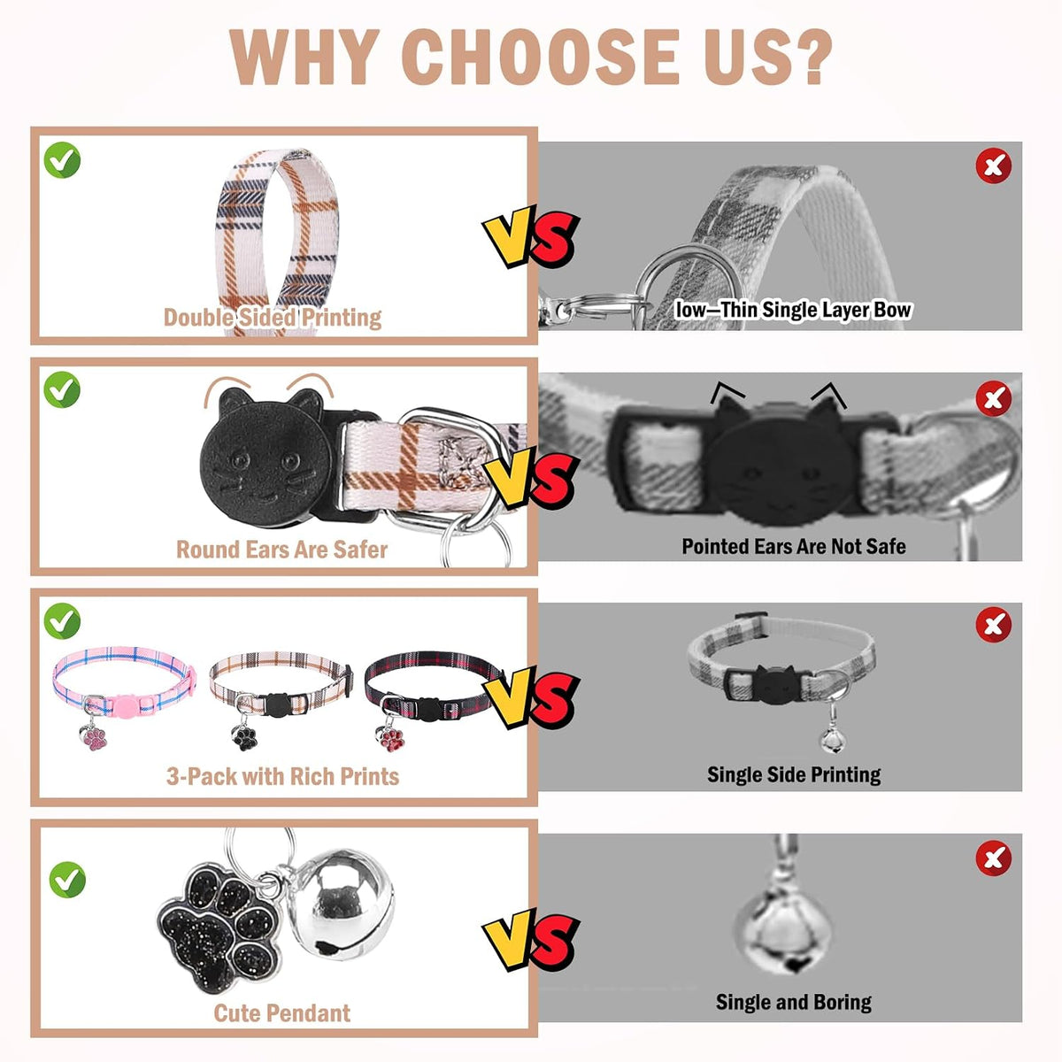 Breakaway Cat Collars with Bell - Plaid - image 4