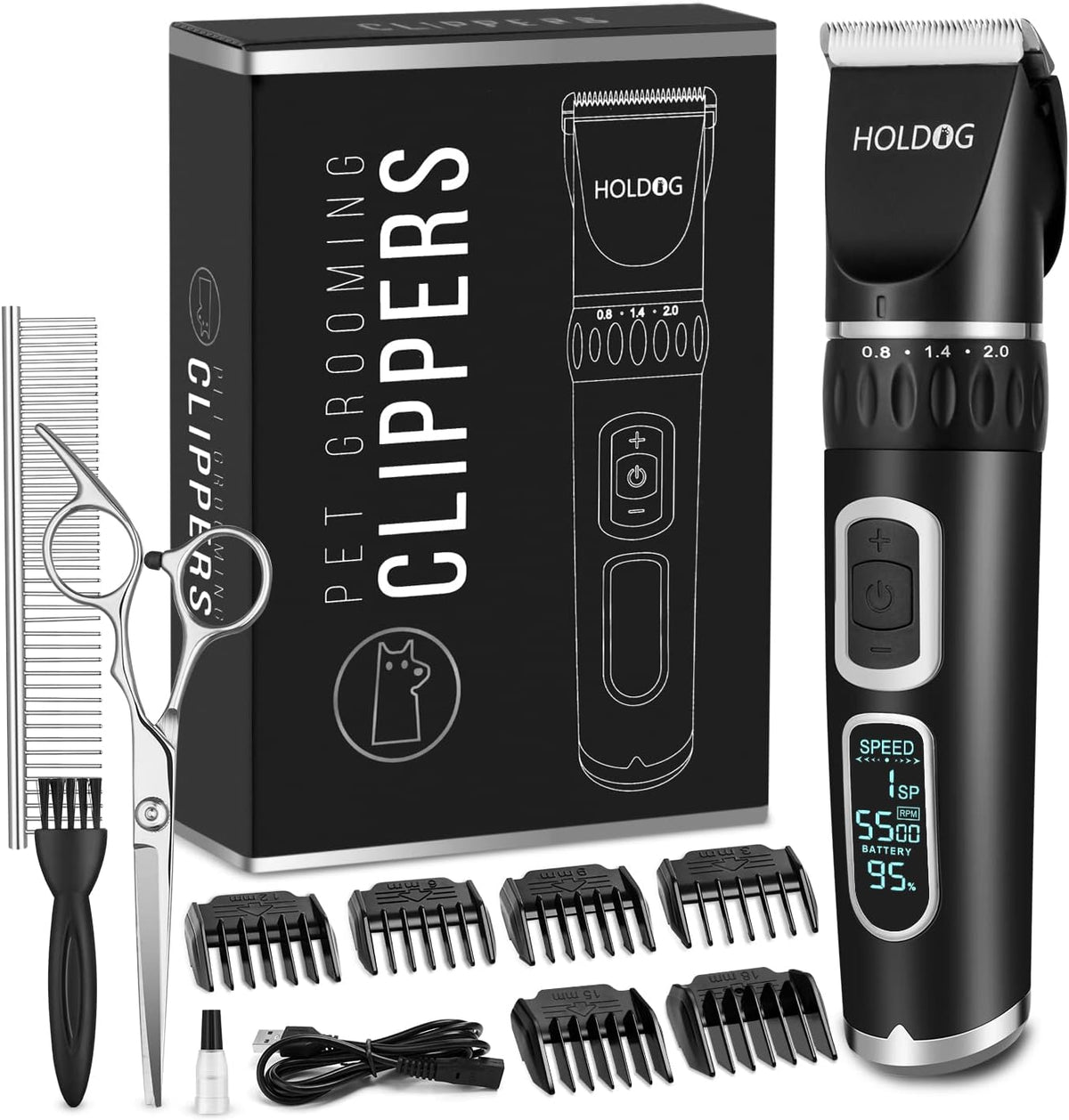 Dog Clippers Professional Heavy Duty Grooming Clipper 3-Speed - Silver