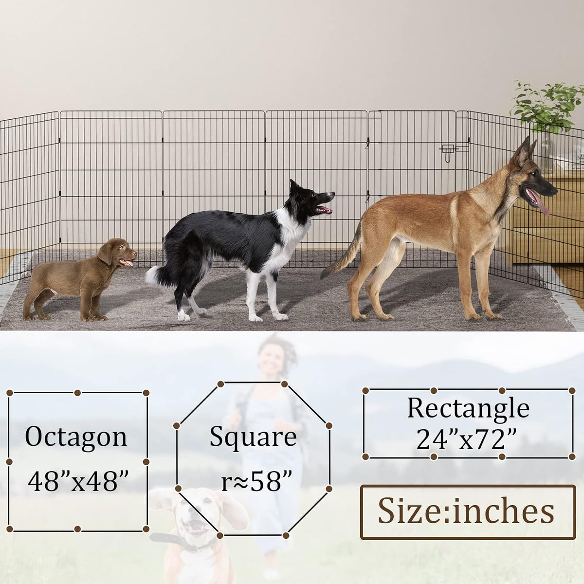 Puppy Pet Playpen 8 Panel 24 Inch Indoor Outdoor Metal Portable - 36"H x 24"W, 8 Panels - image 2