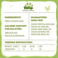 Freeze Dried Chicken Liver Pet Treats, High Protein Freeze-Dried Pet Food for Dogs, Cats, Fresh Ingredient Snacks, 4.6 oz, Rawhide Free&Grain Free