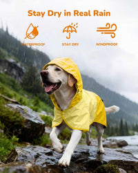 Waterproof Dog Raincoat with Hood - Large / Yellow - image 2
