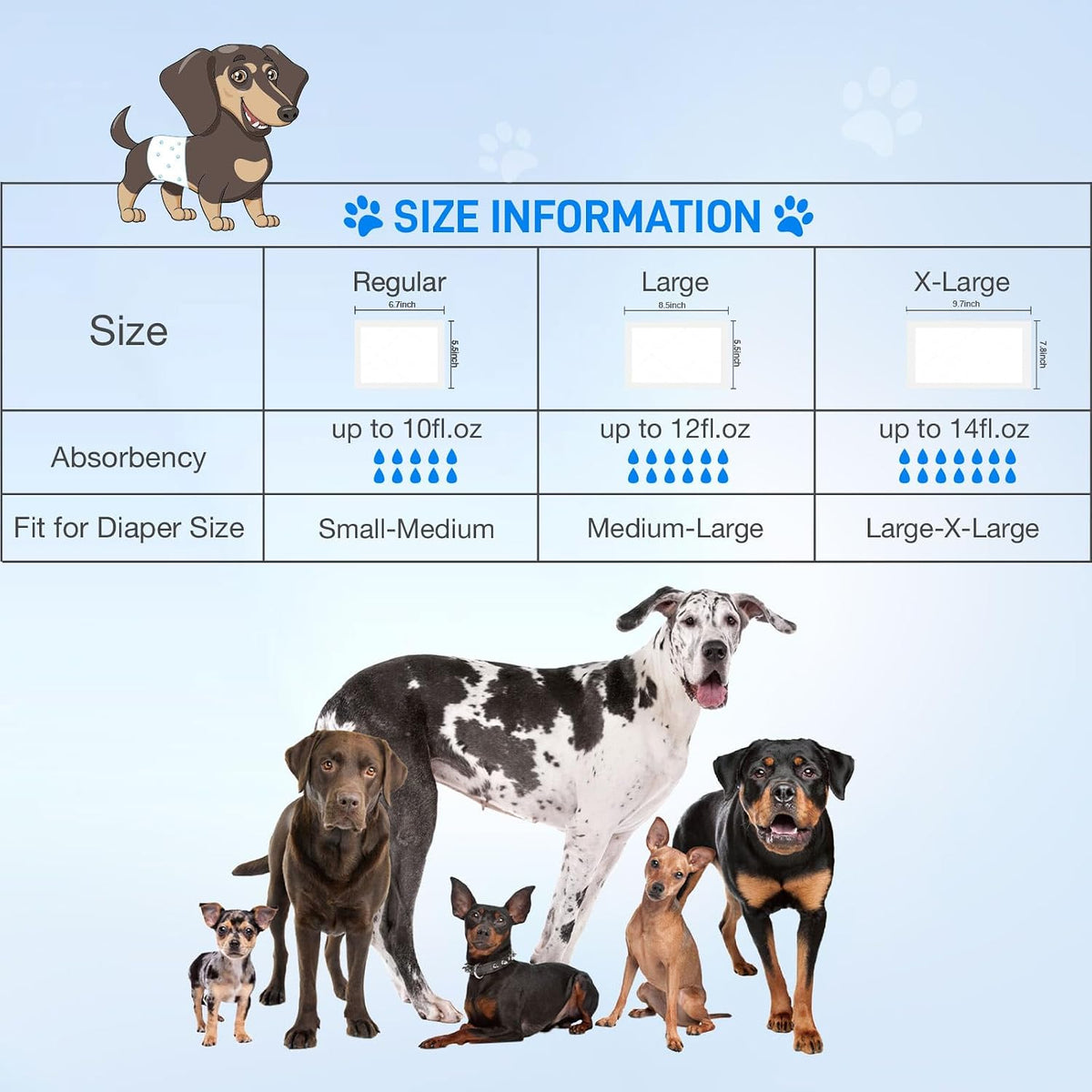 Dog Diaper Liners 100ct Super Absorption Disposable Dog Diaper - X-Large / 100 - image 4