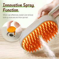 Cat Steam Brush for Shedding, 2025 New 3 in 1 Cat Brushes for Indoor Cats, Pet Steam Groomer Comb, Hair Water Brush Hair Removal Comb for Cats Dogs (Khaki)