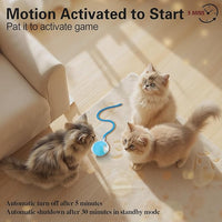 Interactive Cat Toys Ball for Indoor Cats, Automatic Agile Rolling Cat Ball with Elastic Mesh Tail, Bird Chirping & Motion Activated, 2 Tail Accessories, Kitten Toy for Bored (Blue)