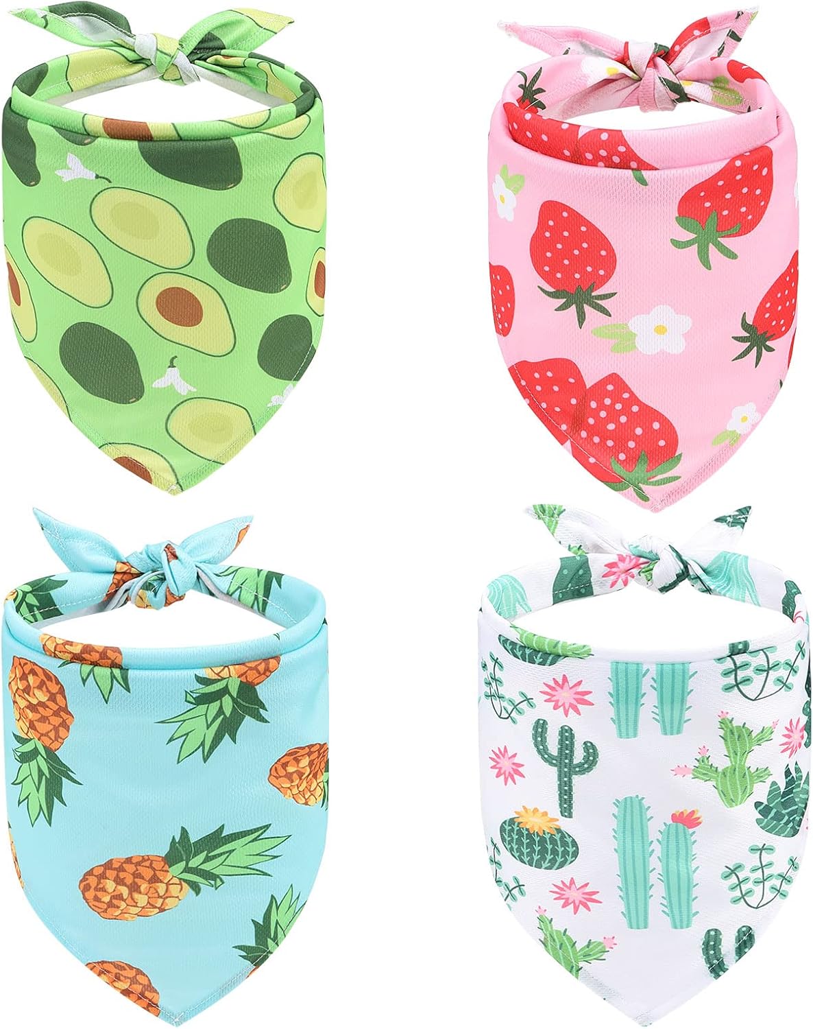 EXPAWLORER Dog Cooling Bandana Set Hawaiian Dog Bandanas 4 Pack Large – Essentials for Dogs - Cooling-Strawberry / X-Large