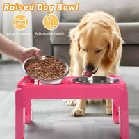 Hubulk Elevated Dog Bowls with 2 Stainless Steel Dog Food & Water - S (6" for Small Dogs) / Pink - image 4