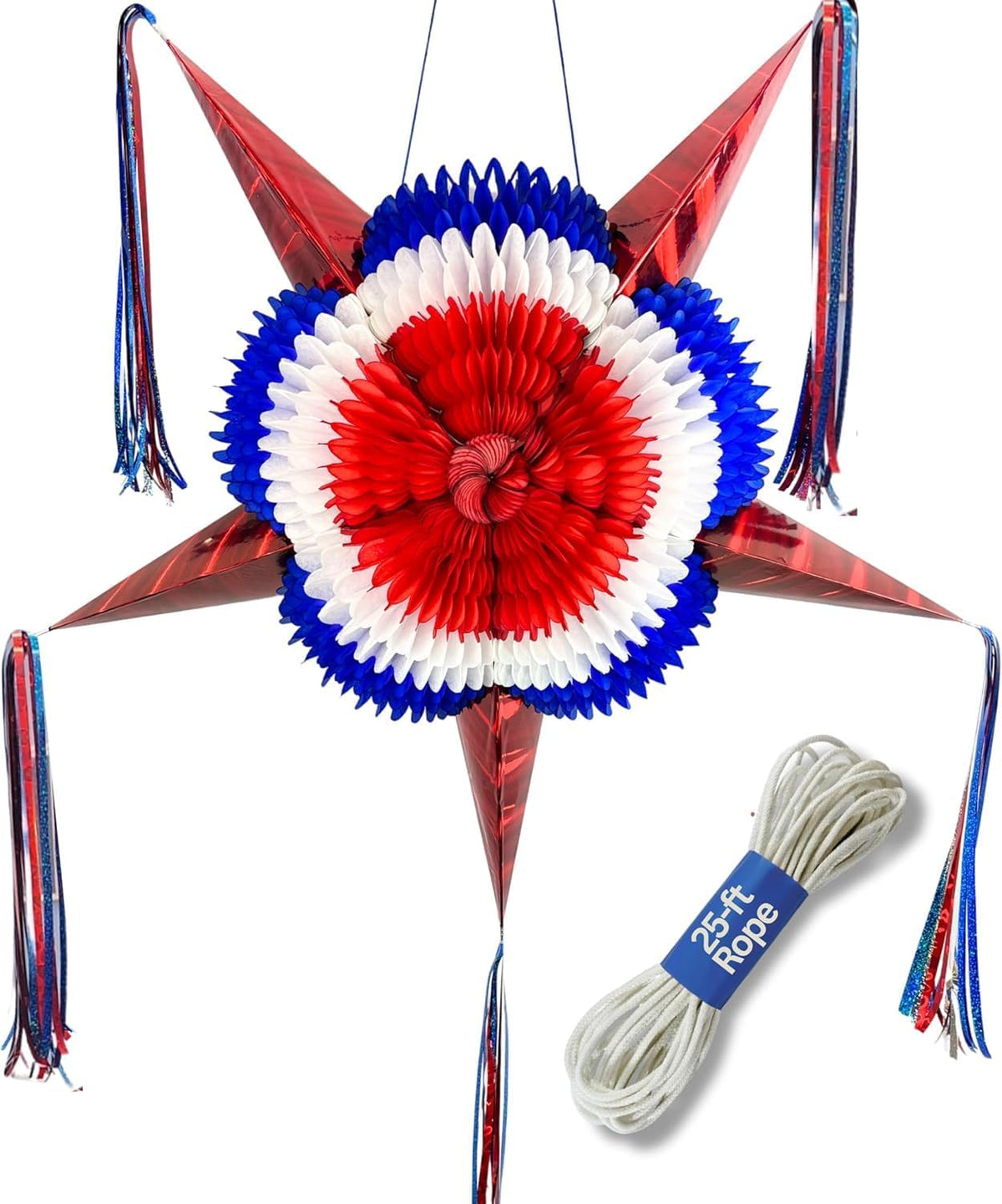Mexican Piñata, Christmas Pinata - Red, White & Blue 32"