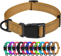 Small Dog Collar, Reflective Puppy Collar, 3/8" Width - Khaki / M: 1.0"x(14-20")