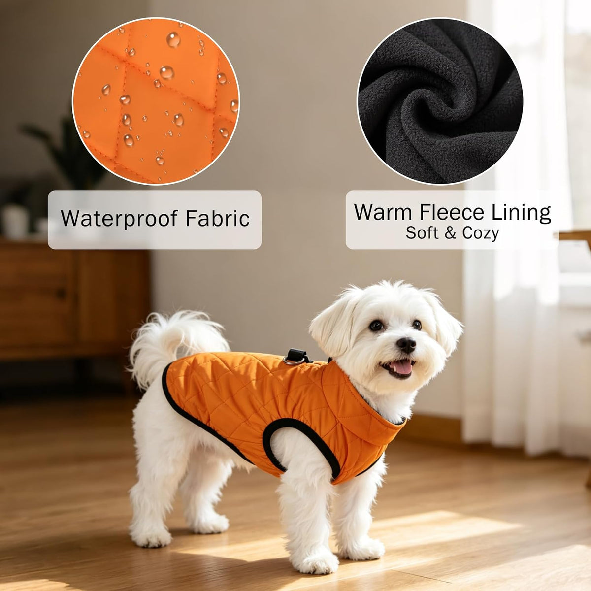 Winter Dog Vest Coat with Harness Built in – Essentials for Dogs - #2 Bright Orange-Gloss / S(Chest 14")-Regular - image 2