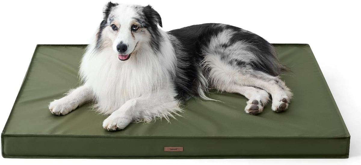 LE SURE Outdoor Waterproof Dog Beds Large Sized - 36"L x 27"W x 3"Th / Olive Green