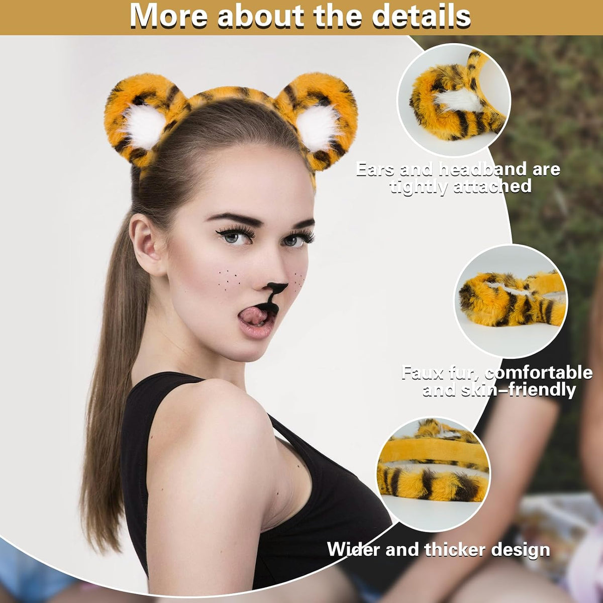 Beviliu Dog Ears Golden Movable - Orange Black / 1 Count (Pack of 2) - image 2
