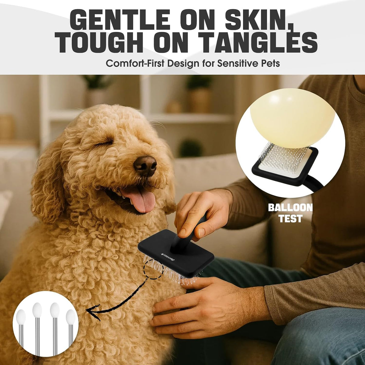 Dog Slicker Brush for Dogs Grooming Kit 5PCS Long Haired Doodles – Essentials for Dogs - Black - image 3