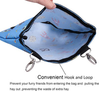 Rabbit Hay Feeder Bag Hanging Hay Rack – Essentials for Small Pets - 2 Windows / Pattern Blue - image 4