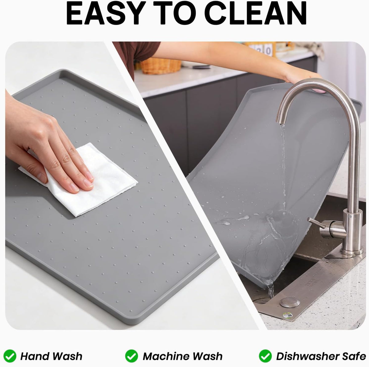 YINEYA 2 Pack Silicone Dog & Cat Food Mat Waterproof 18" x 12" - Gray-2Pack / 18" x 12" - image 4