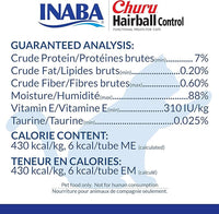 INABA Churu for Cats, Functional, Creamy Lickable Purée Cat Treat for Hairball Control with Taurine & Vitamin E, 0.5 Ounces Each, 48 Tubes (4 per Pack), Tuna Recipe