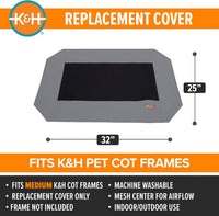 K&H Outdoor Elevated Dog Bed Pet Cot Replacement Cover - Gray/Black Mesh / Medium (Pack of 1) - image 2