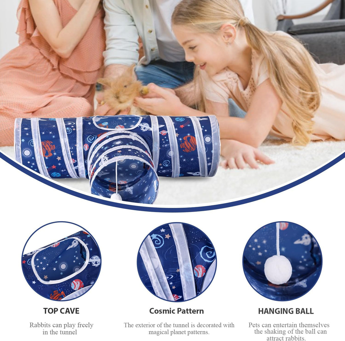 HERCOCCI Rabbit Toys, Bunny Tunnels & Tubes - Blue - image 2