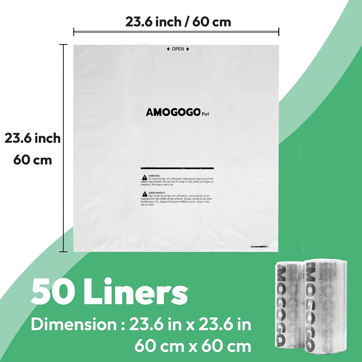 Waste Bags, Compatible with Litter Robot 4/5/3, Pre-Separated - Transparent-50pack - image 2