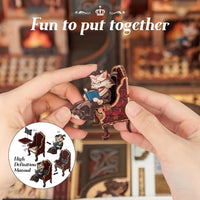 Owl Bookstore Book Nook Kit, 3D Wooden Puzzles with LED - Count Cat's Study - image 4