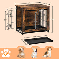 HOOBRO Dog Crate Furniture, 38.6" Large Dog Kennel Indoor - 25.2"L x 19.7"W x 23.6"H / Rustic Brown - image 3