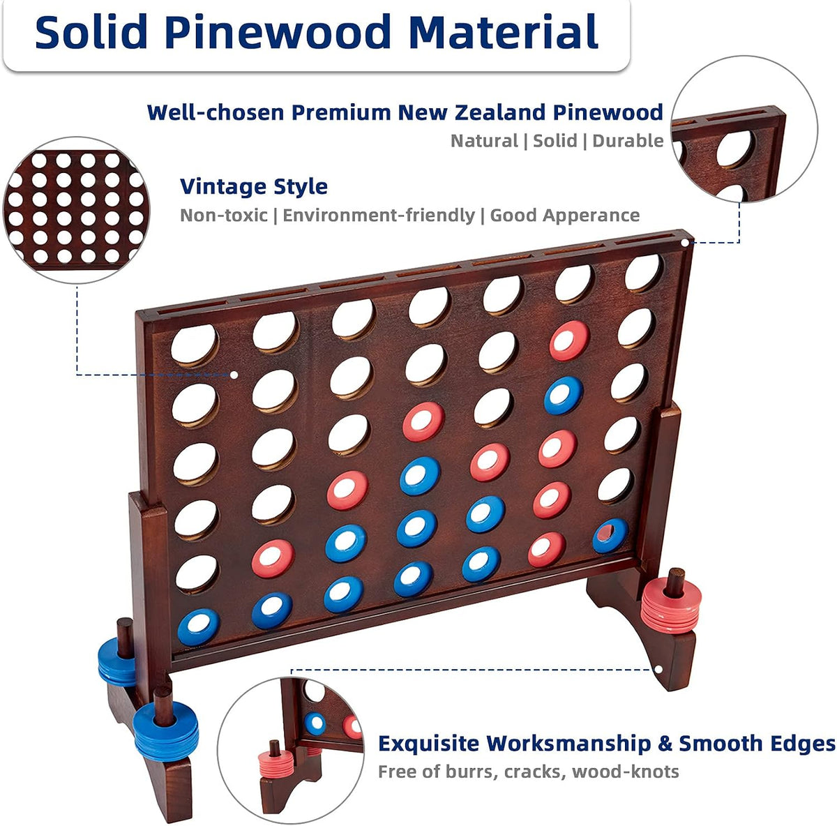 SpeedArmis Giant Wooden 4 in A Row Game - image 2