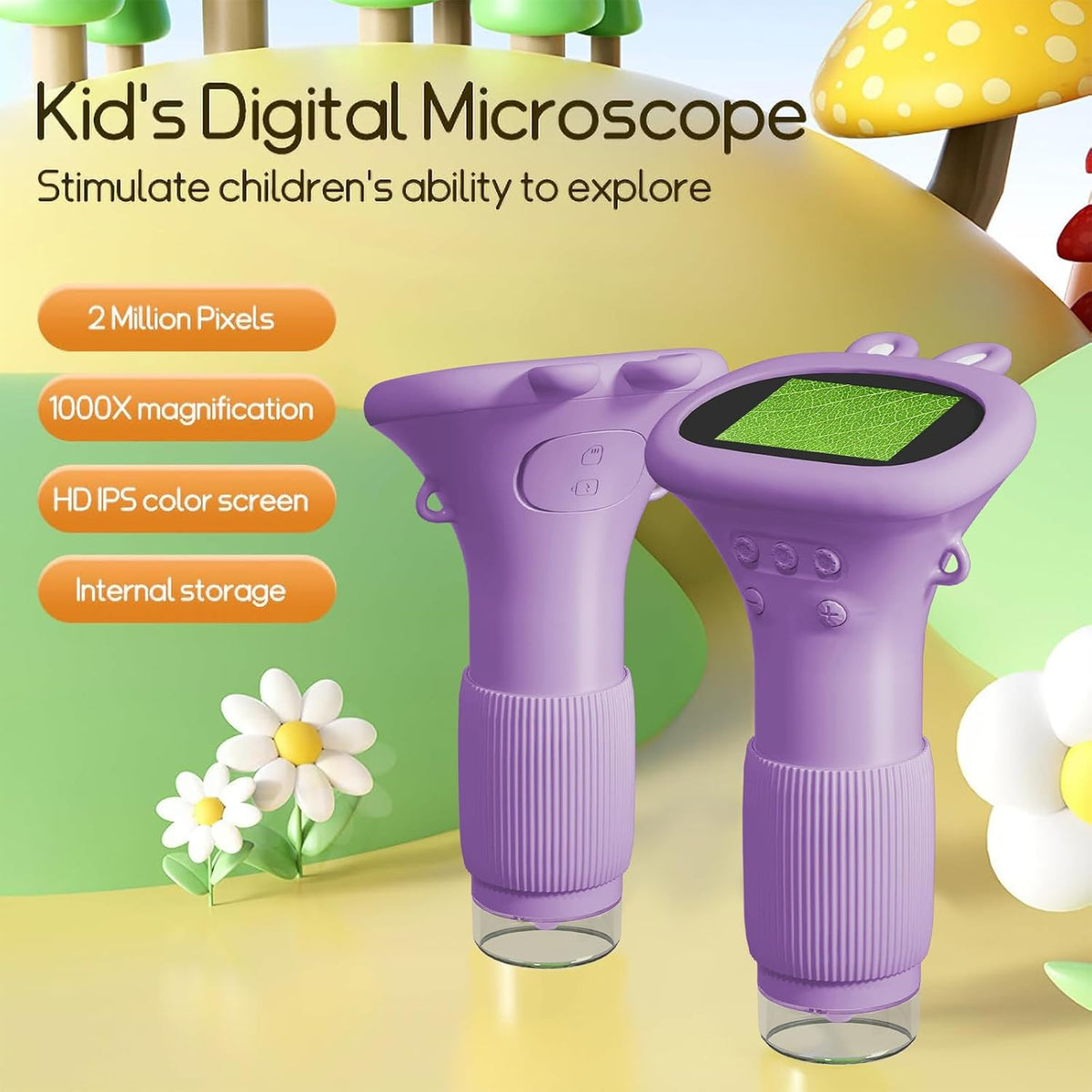 WINWEND Kids Microscope Pocket Microscope 1000X Portable Microscope - Purple - image 3