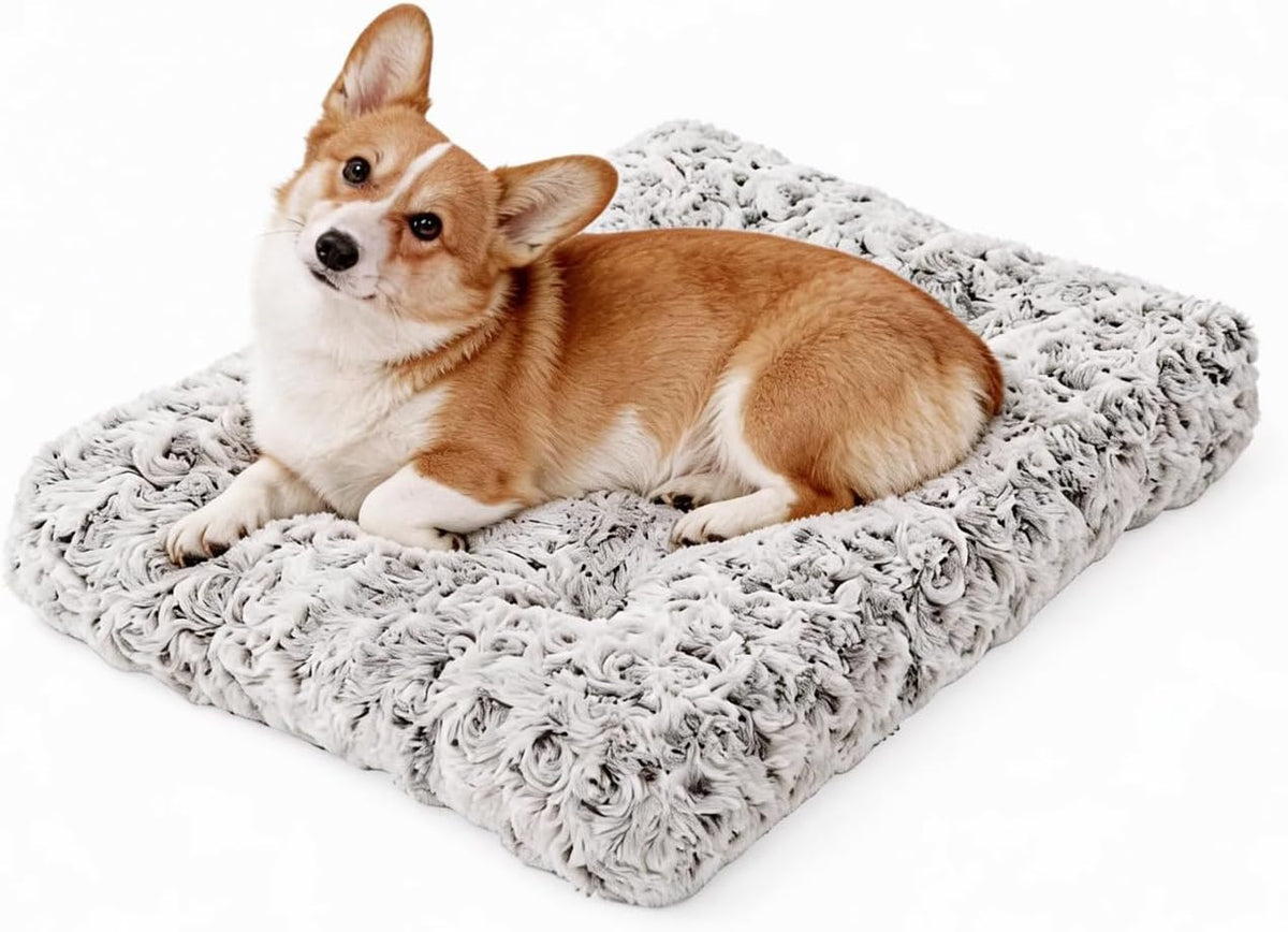 Large Dog Crate Bed Mat, Washable Plush Pad for Large Breeds – Essentials for Dogs - Gray / 35.0"L x 23.0"W x 3.5"Th