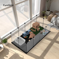 Small Animal Playpen, Guinea Pig Cages with Waterproof Mat, 12 Panels Pet Playpen for Hamsters, Hedgehog, Indoor Outdoor Plastic Fence, 48.5 x 24.8 x 16.1 inches