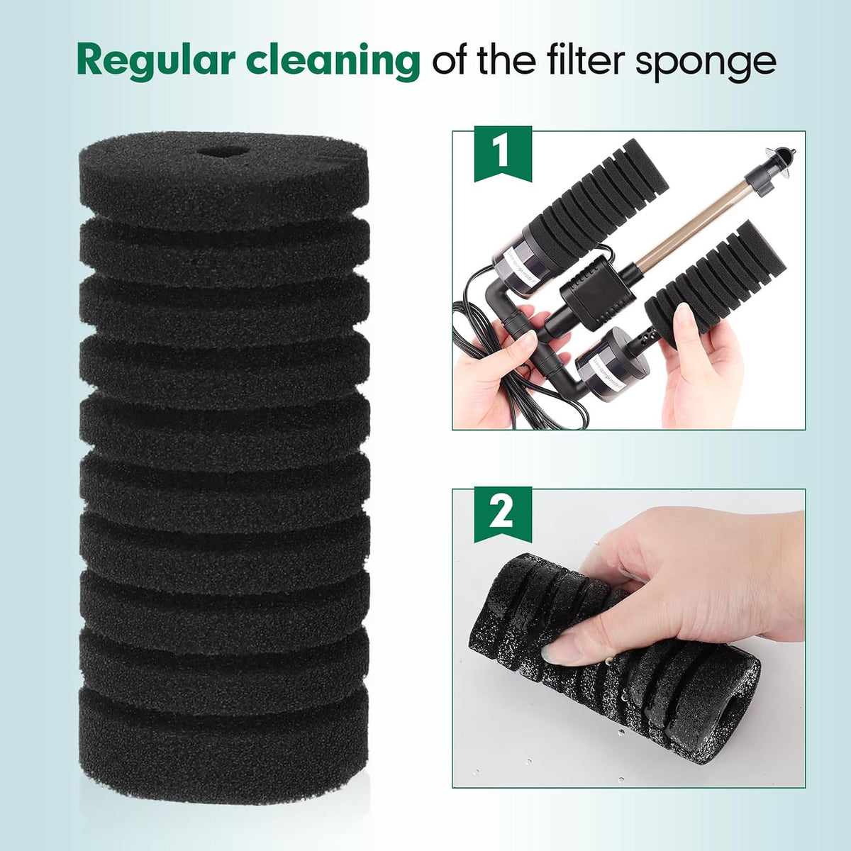 AQQA Electric Sponge Filter for Aquarium, 3W - M（replacement sponge) - image 4