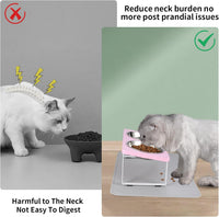 Upgraded Elevated Cat Bowls with Food Mat - Pink-2Bowls - image 2