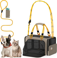 Expandable Pet Carrier for Small Cats & Dogs - 18.0"L x 11.0"W x 11.0"H / Khaki Plaid