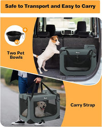 Extra Large Dog Crate with 2 Foldable Bowl, 40 Inch Collapsible Travel Dog Crate Kennel with Soft Blanket for Medium Dogs,Indoor & Outdoor (40" L x 27" W x 27" H, Grey)