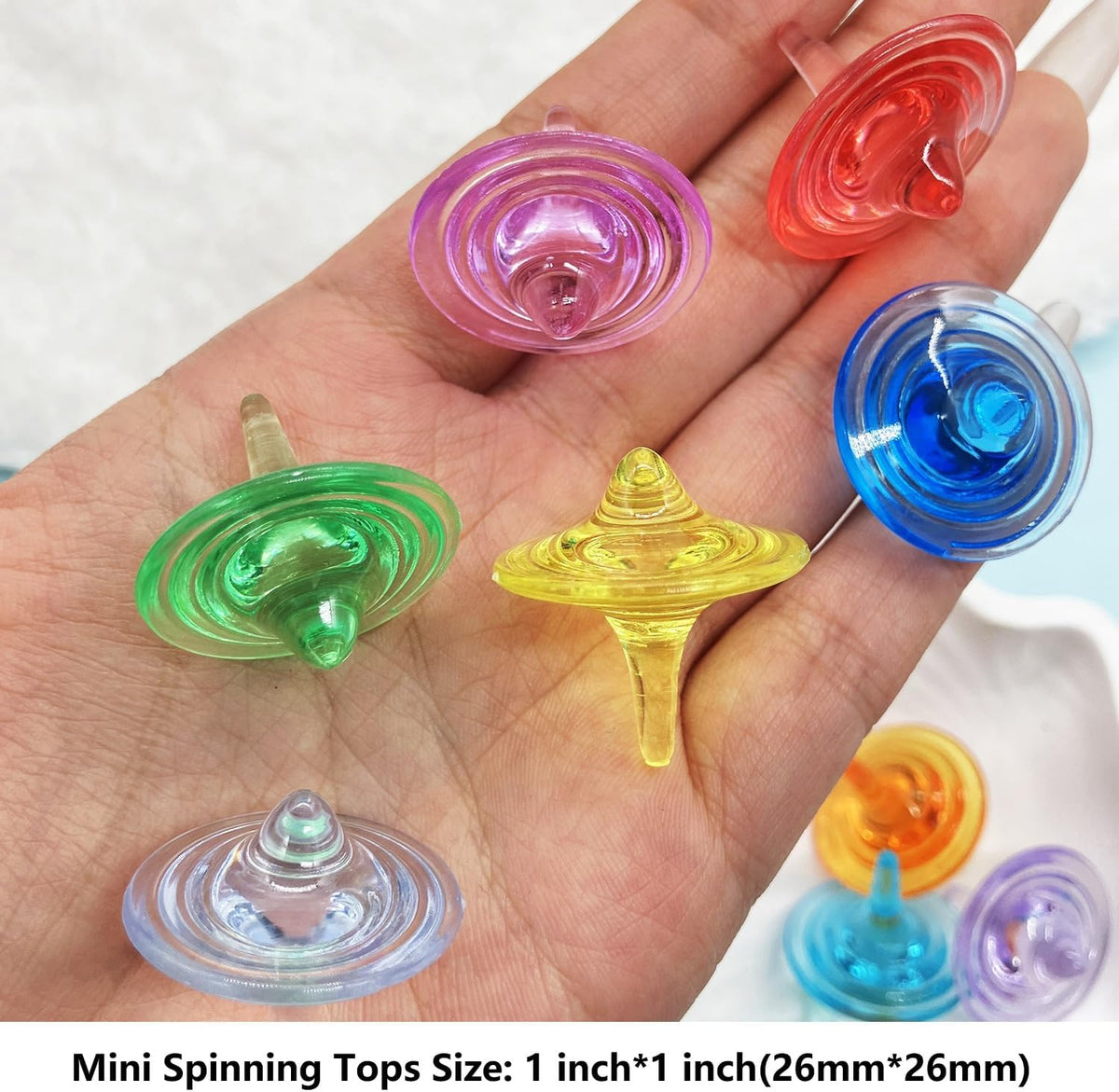 SPRMUD acrylic spinning tops shaped like crystal gems in mixed colors, 24 pieces - view 7