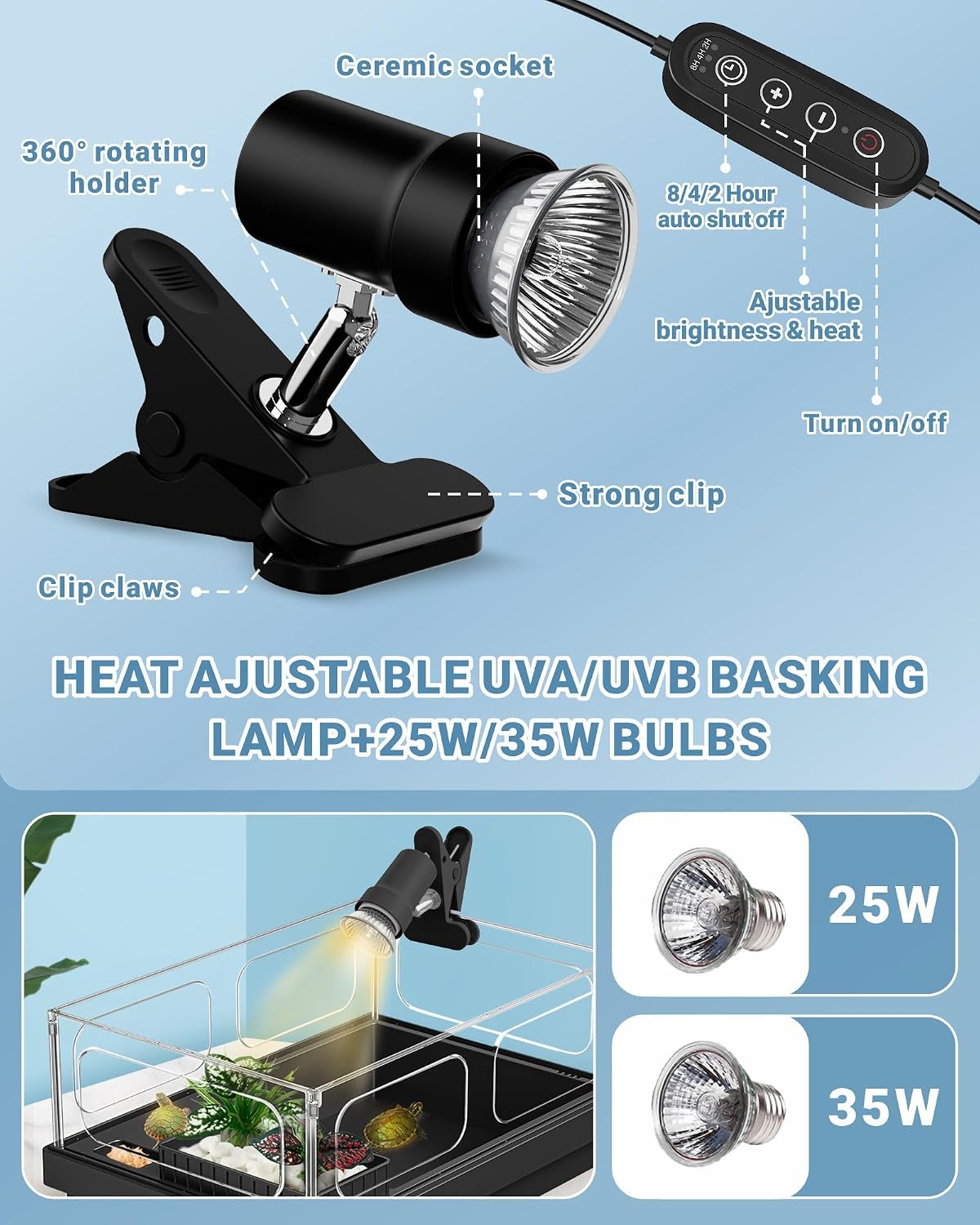 GOZILLA acrylic small turtle tank kit with basking lamp, filter and decorations - view 4