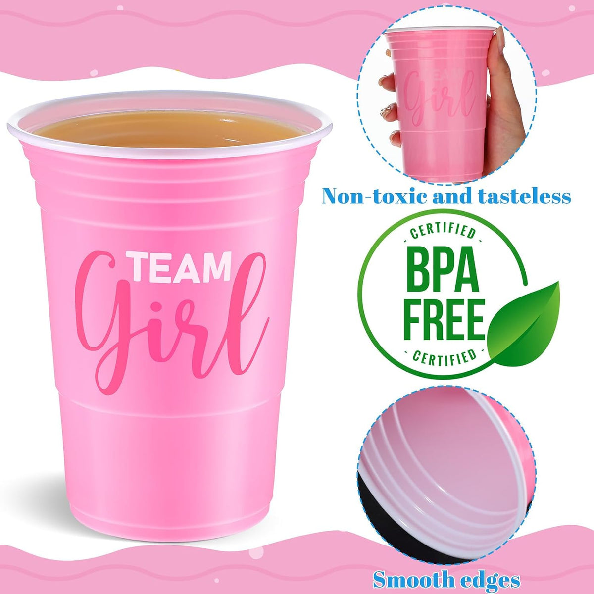 Norme 60 Pcs 16 oz Plastic Gender Reveal Cup Blue Pink Disposable Cup – Fun for Kids & Family - 16 oz / 120 - image 2