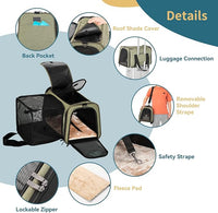 Petsfit Top Load Expandable Dog Carrier for Small Dog, Medium Cat, Or 2 Small Cats with Comfy Pad, Escape Proof, Easy Storage, Washable, Fit for Vet Visit and Outdoor, 19"X12" X12", Green