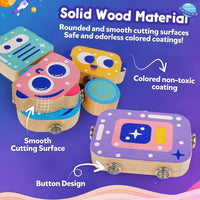 FQKIOMY magnetic wooden dinosaur building blocks in bright colors for kids 3-5 - view 5
